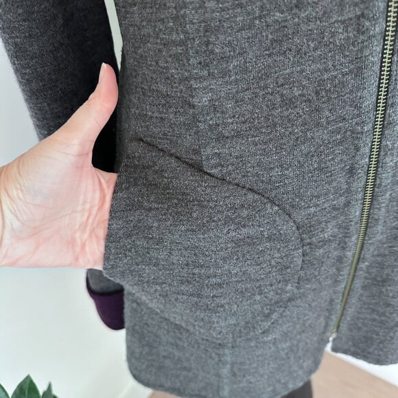 Wool Cardigan Coat Sweater Reversible - Charcoal /Burgundy M-L - Picture 4 of 13